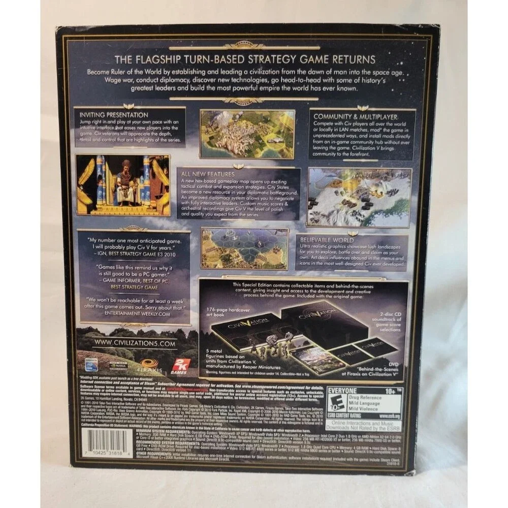 Sid Meier's Civilization V: Special Edition (PC Big Box, 2010) - Complete in Box